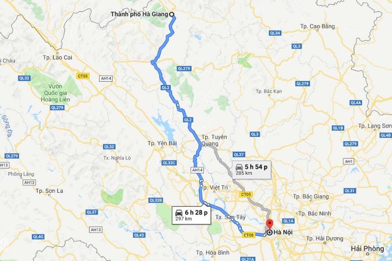 Instructions for moving from Hanoi to Ha Giang